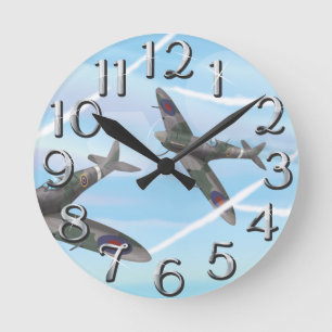 Vintage Flugzeuge Runde Wanduhr
