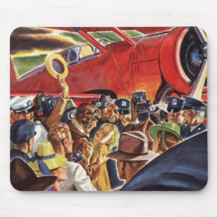 Vintage-Flugzeugpilot mit Paparazzi Mousepad