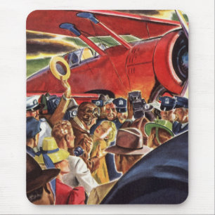 Vintage-Flugzeugpilot mit Paparazzi Mousepad