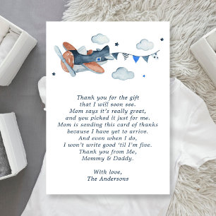 Vintage-Flugzeugwolken-Baby-Shower-Dankeskarten Dankeskarte