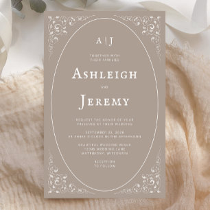 Vintage Foliage Taupe Einladung