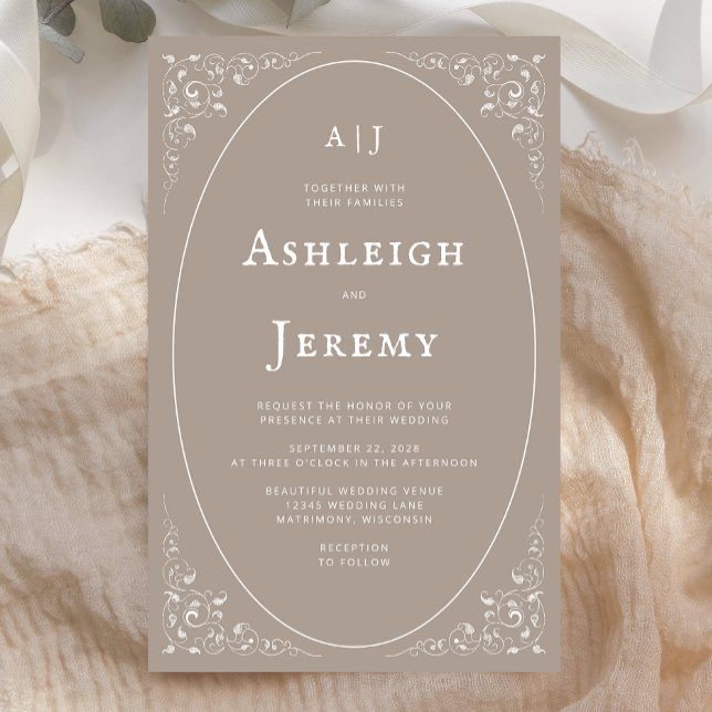 Vintage Foliage Taupe Einladung (Von Creator hochgeladen)