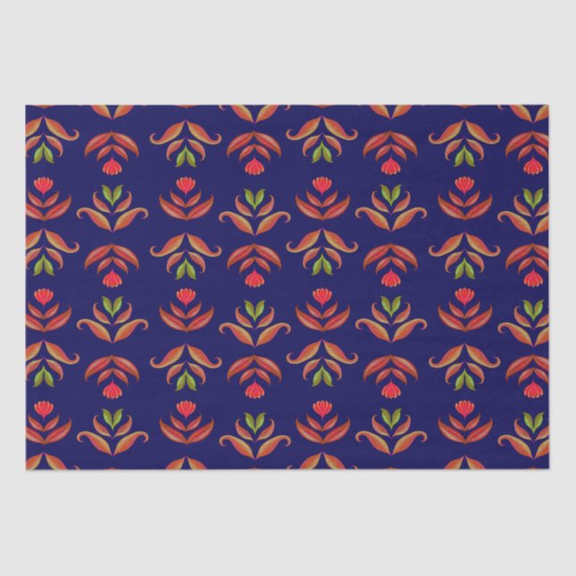 Vintage Folklorekunst Blume Gemütlich und rustikal Seidenpapier (Vorderseite)