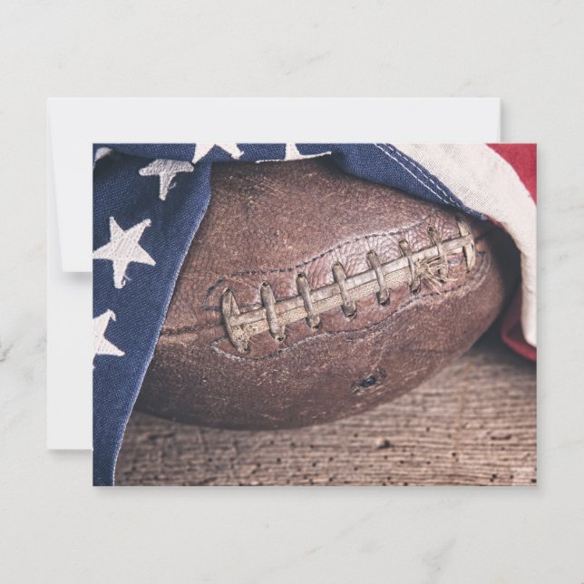 Vintage Football and Flag Einladung (Vorderseite)
