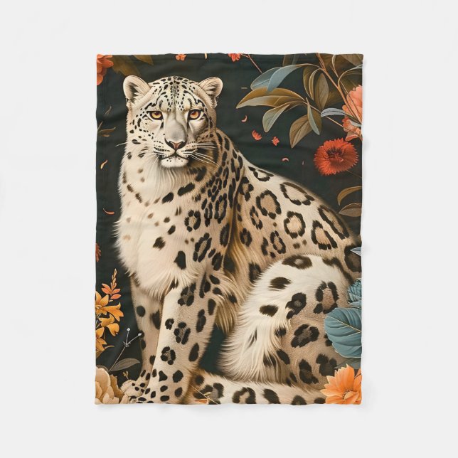 Vintage-Forest-Tiger-Botanischer-Blumengarten Fleecedecke (Vorderseite)
