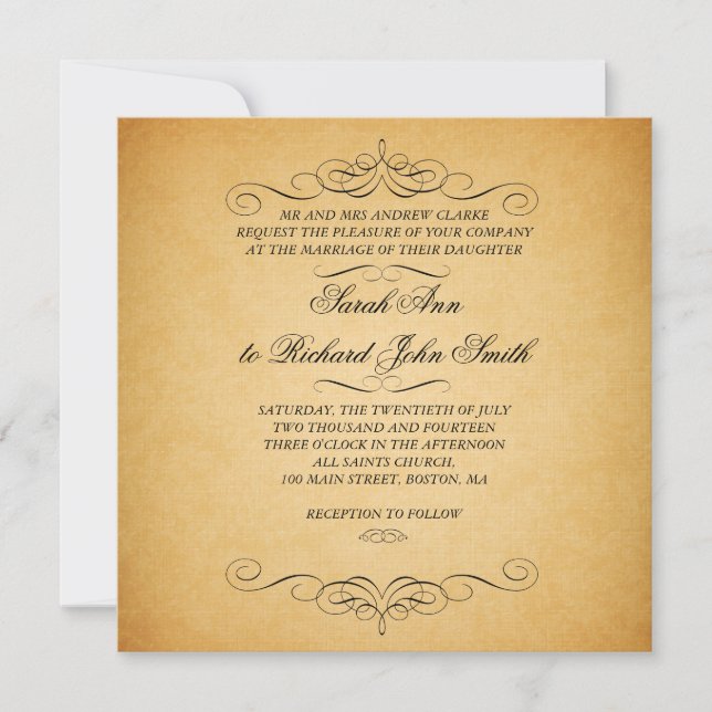 Vintage förmliche Hochzeitseinladungen Geblüht Einladung (Vorderseite)
