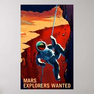 Vintage "Forscher gewollte" Mars-Einstellung Poster