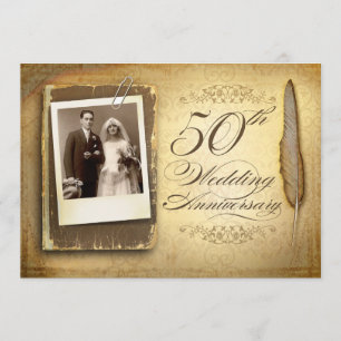 vintage Foto elegante 50 Hochzeitseinladungen Einladung