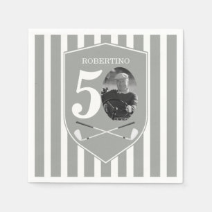 Vintage-Foto-Golfer Grau-Weiß 50. Geburtstag Serviette