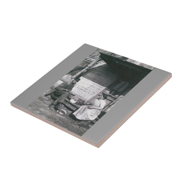 Vintage Foto trivet Fliese (Seite)