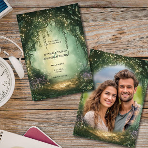 Vintage-Foto Verzauberter Wald  Save the Date Einladung