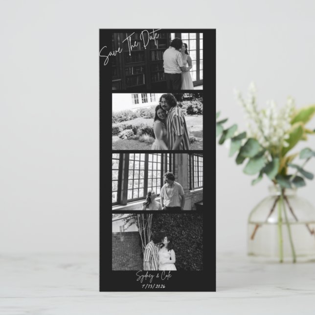 Vintage-Fotobooth Save-the-Date-Karten (Stehend Vorderseite)