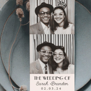 Vintage-Fotobooth-Typografie-Qrcode-Hochzeit Einladung