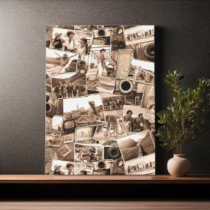 Vintage-Fotocollage Sepia-ID1066 Leinwanddruck