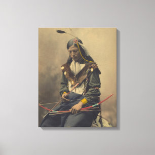 Vintage Fotografie des Cherokee Mannes mit Bogen Leinwanddruck