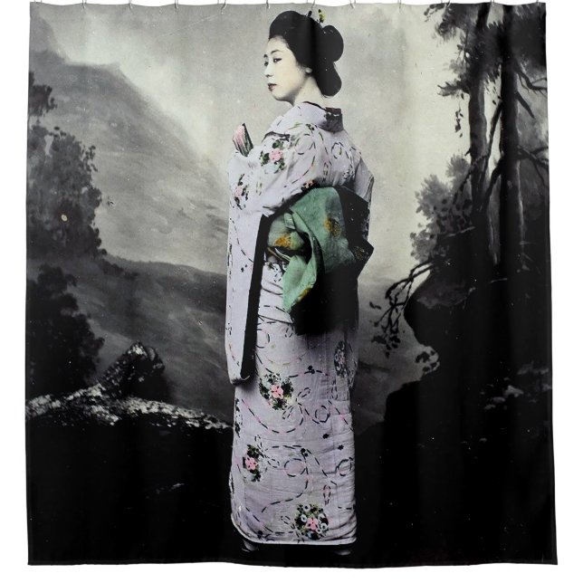 Vintage Fotografie:  Geisha-Mädchen Duschvorhang (Vorderseite)