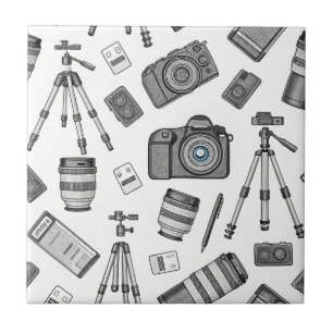 Vintage-Fotografieausrüstung-Muster Fliese