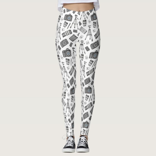 Vintage-Fotografieausrüstung-Muster Leggings (Vorderseite)