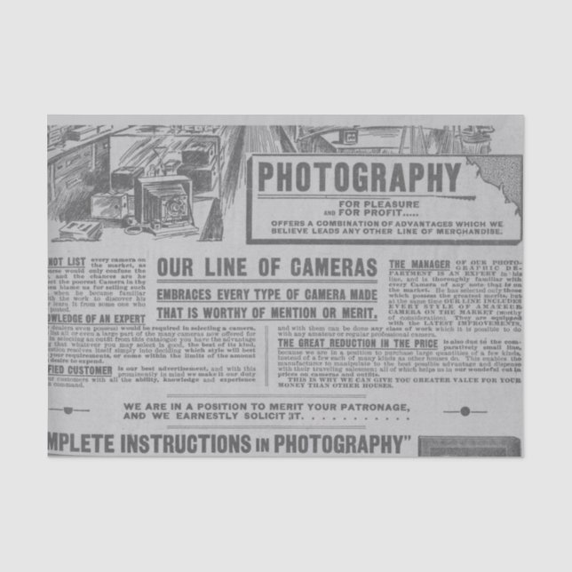 Vintage Fotokamera-Werbung Seidenpapier (Vorderseite)