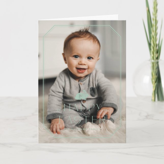 Vintage Fotokarte "Bunny Frame Oaster" - Minze Dankeskarte (Vorderseite)