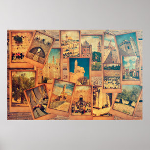 Vintage Fotokarten auf dem alten Holzhintergrund.  Poster
