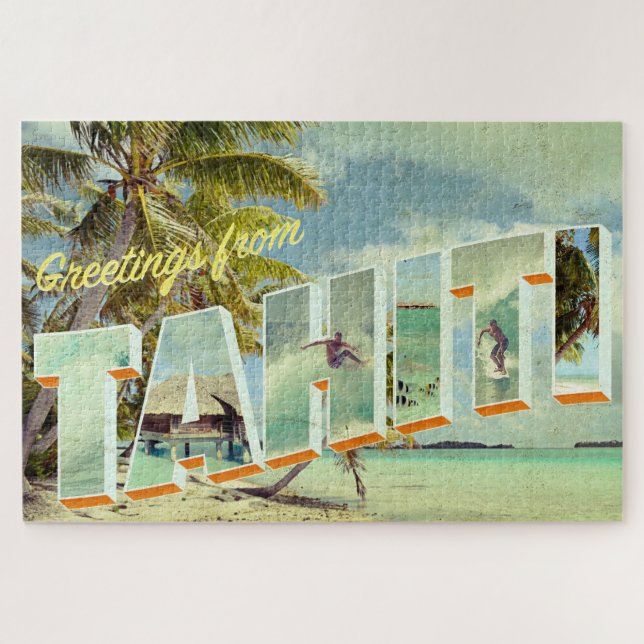 Vintage Fotopostkarte Tahitis (Horizontal)