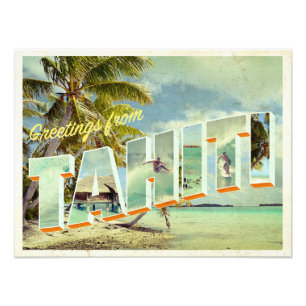 Vintage Fotopostkarte Tahitis Fotodruck