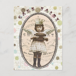 vintage Fototorte Feen Postkarte