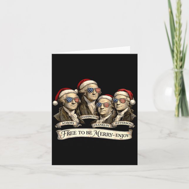 Vintage Founding Fathers Santa Hats Patriotic Chri Karte (Vorderseite)