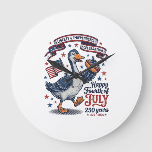 Vintage Fourth of July Gans 250 Jahre Shirt Design Große Wanduhr
