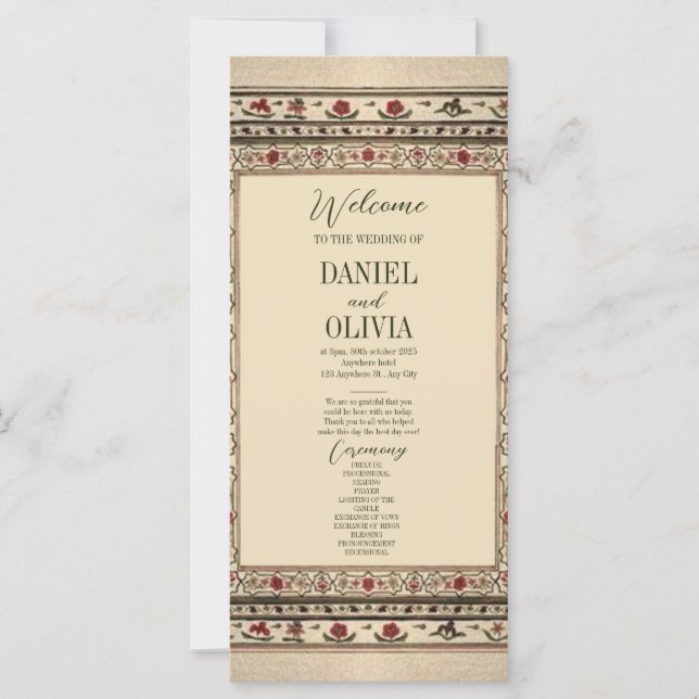 Vintage Frame Ethnic Motif Hochzeitsprogramme (Vorderseite)