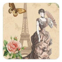 Vintage français mode élégant autocollant