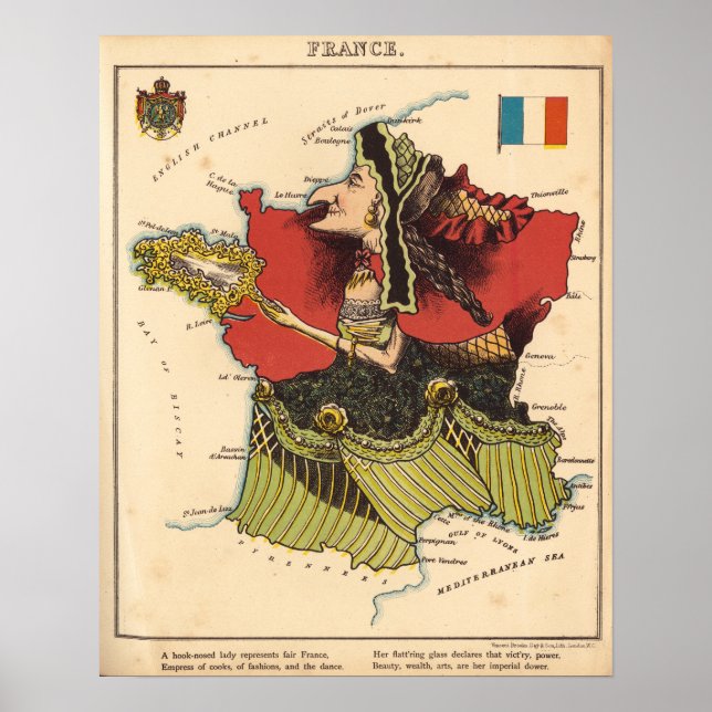Vintage France Map Poster (Vorne)