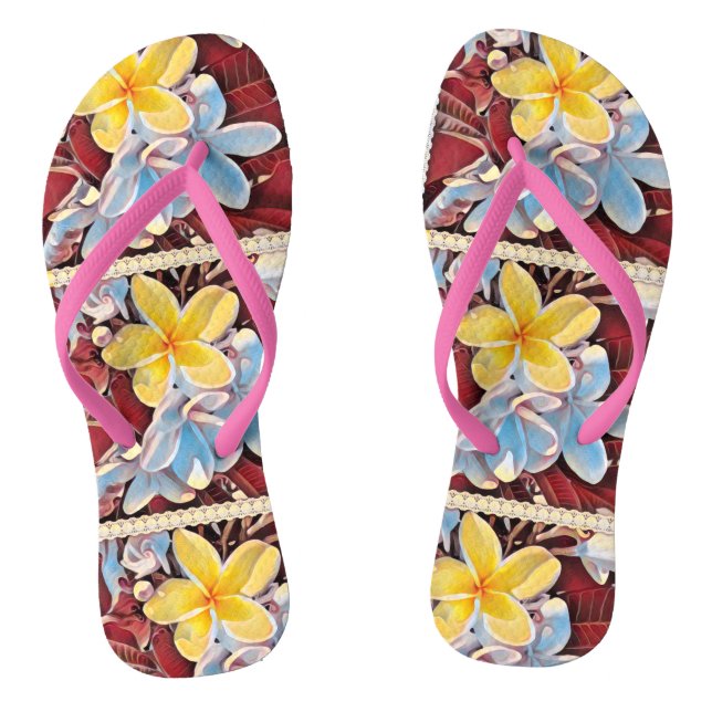 Vintage Frangipani Tree Pop Art, Flip Flops (Fußbett)