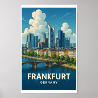 Vintage Frankfurt Deutschland Reiseplakat