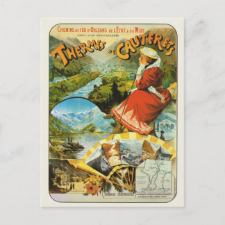 Vintage Frankreich Bahnposter Thermes de Cauterets Postkarte