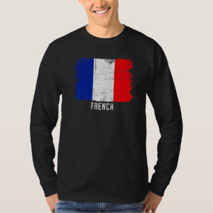Vintage Frankreich-Flagge Französische Wurzeln für T-Shirt