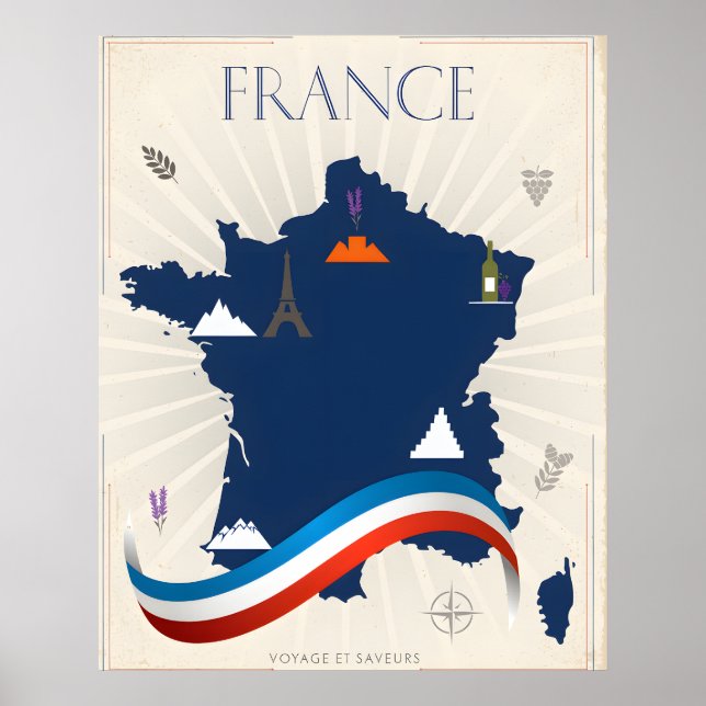 Vintage Frankreich Poster (Vorne)