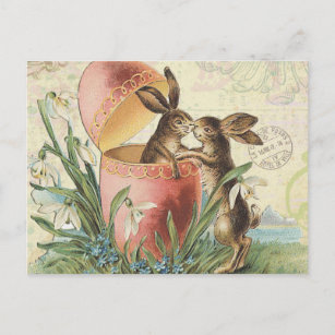 Vintage Franzose-Osterhasen Feiertagspostkarte