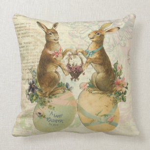Vintage Franzose-Osterhasen Kissen