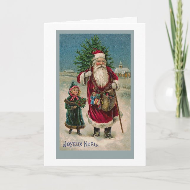 Vintage Franzosen Weihnachtsmann Feiertagskarte (Vorderseite)
