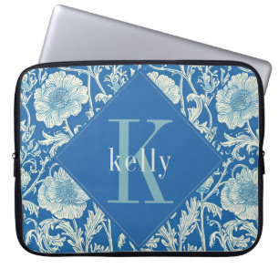 Vintage Französisch Blau William Morris Monogramm Laptopschutzhülle