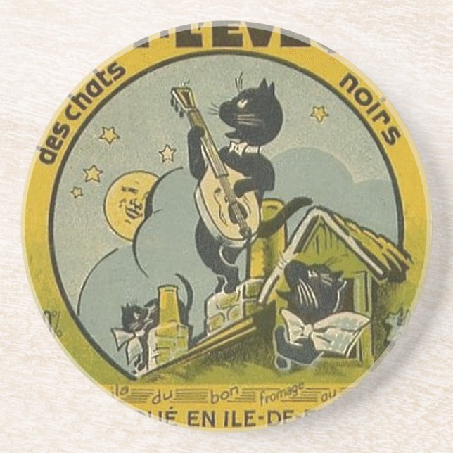 Vintage französische Anzeige Sandstein Untersetzer (Vorne)