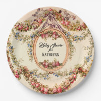 Vintage französische Babydusche Rose in Blumenwein