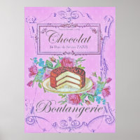 Vintage französische Bäckerei Chocolate Cake Adver