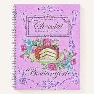 Vintage französische Bäckerei Schokolade Kuchen  Notizbuch