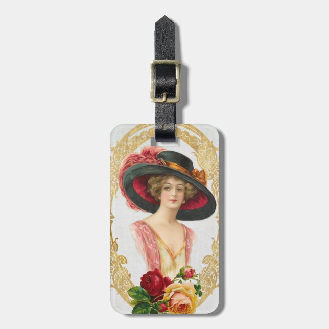 Vintage französische Bag-Tag Gepäckanhänger (Vorderseite vertikal)