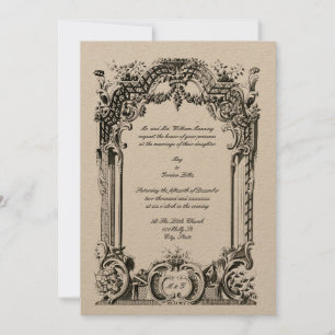 Vintage Französische Barock-Rokoko-Hochzeit Einladung