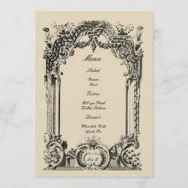 Vintage Französische Barock-Rokoko-Hochzeit Menükarte