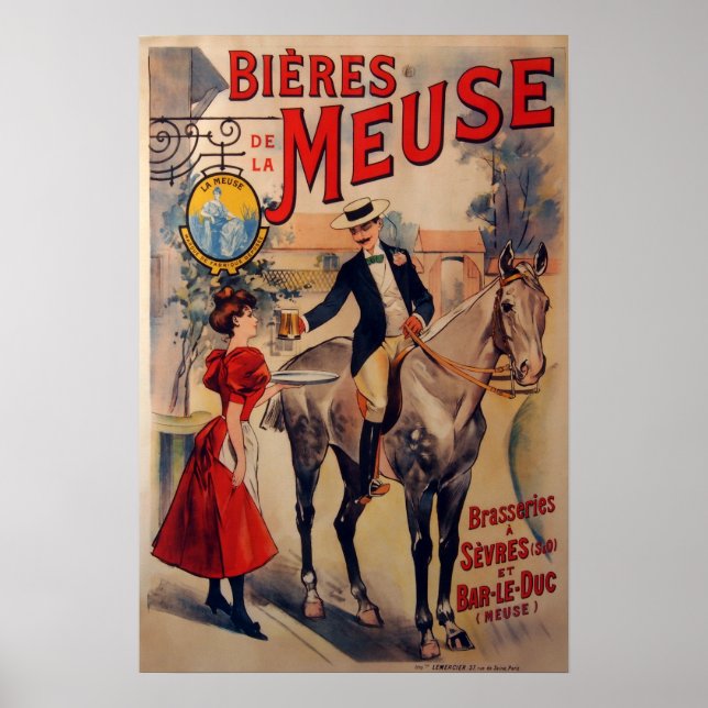 Vintage französische Bierwerbung Poster (Vorne)